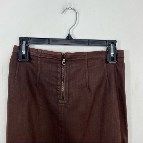 Peruvian Connection Brown Coated Premium Denim Pencil Skirt Size 2 - Picture 5 of 11